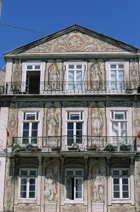 Framed Print : Facade of a building decorated with azulejos