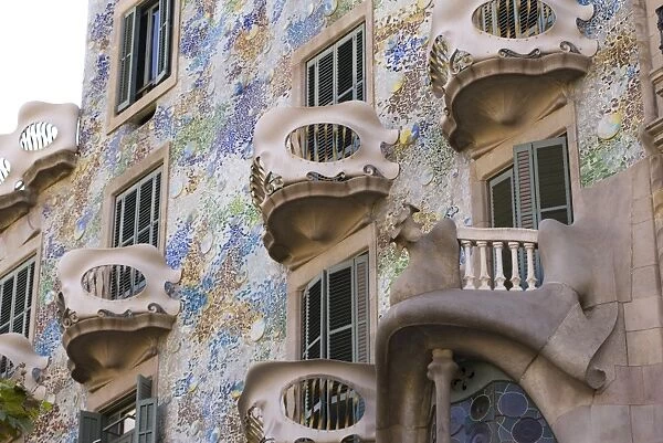Facade of Casa Batlo, UNESCO World Heritage Site, Barcelona, Catalonia, Spain, Europe