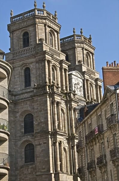 Facade, cathedral St. Pierre, built in 1844, old town, Rennes, Brittany, France, Europe