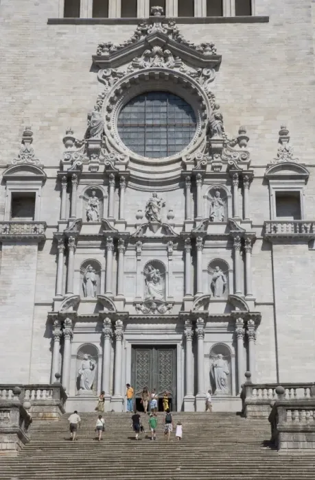 Framed Print : Facade of Cathedral, wide view, old town, Girona, Catalonia, Spain, Europe Framed Print : Facade of Cathedral, wide view, old town, Girona, Catalonia, Spain, Europe