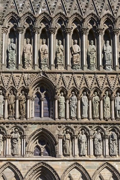 Detail of facade, Nidaros Cathedral, Trondheim, Sor-Trondelag, Norway, Scandinavia, Europe