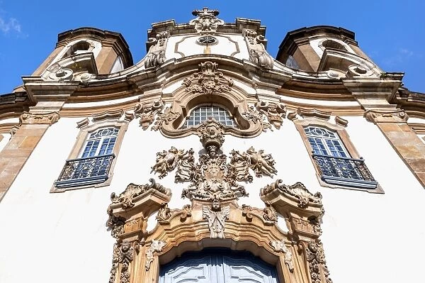 Detail of the facade of Nossa Senhora Do Carmo Church, Ouro Preto, UNESCO World Heritage Site, Minas Gerais, Brazil, South America