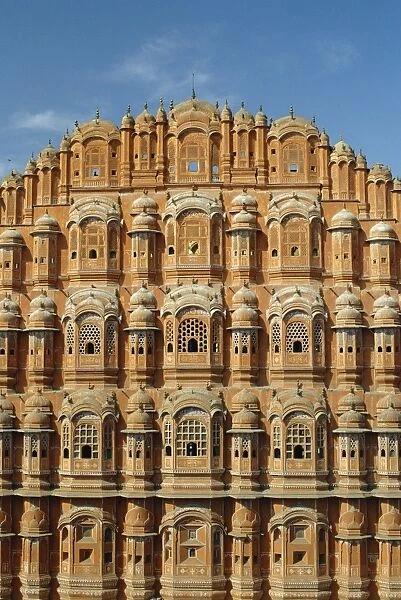 Detail of the facade of the Palace of the Winds or Hawa Mahal