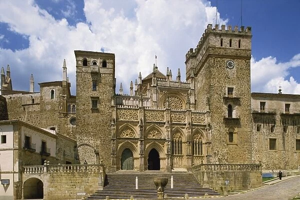 The facade of the Royal Monastery of Santa Maria de Guadalupe