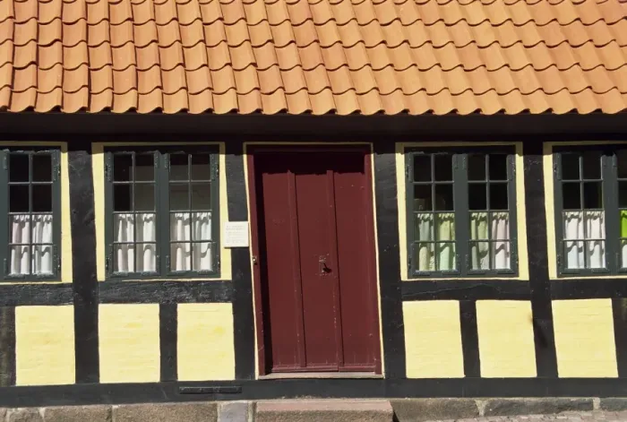 Framed Print : Detail from the facade of a small house, the birthplace of Hans Christian Andersen Framed Print : Detail from the facade of a small house, the birthplace of Hans Christian Andersen