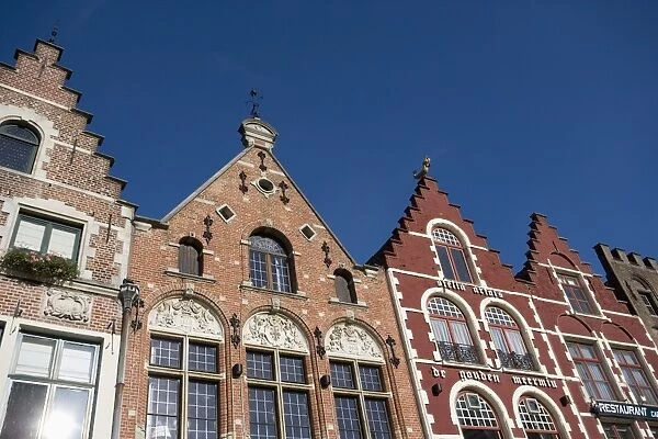 Facades in Main Square (Markt), Bruges, Belgium, Europe