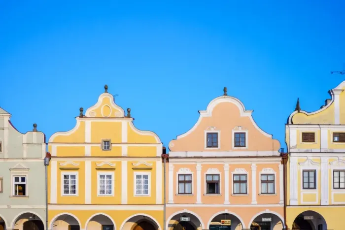 Framed Print : Facades of Renaissance and Baroque houses on Namesti Zachariase z Hradce square, Telc Framed Print : Facades of Renaissance and Baroque houses on Namesti Zachariase z Hradce square, Telc