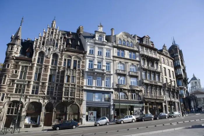 Framed Print : Facades, rue Montagne de la Cour, Brussels, Belgium, Europe Framed Print : Facades, rue Montagne de la Cour, Brussels, Belgium, Europe