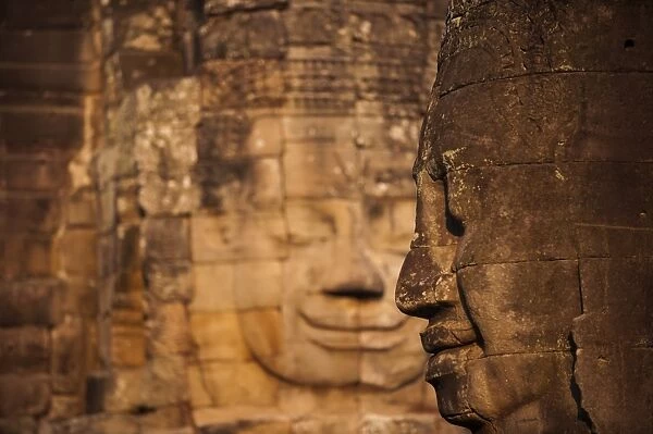 The faces on the Bayon temple at Angkor, UNESCO World Heritage Site, Siem Reap, Cambodia