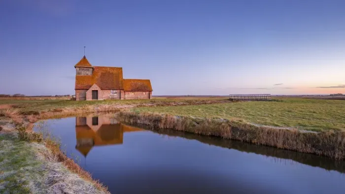 Framed Print : Fairfield Church (St. Thomas a Becket Church) at dawn, Romney Marsh, near Rye, Kent Framed Print : Fairfield Church (St. Thomas a Becket Church) at dawn, Romney Marsh, near Rye, Kent