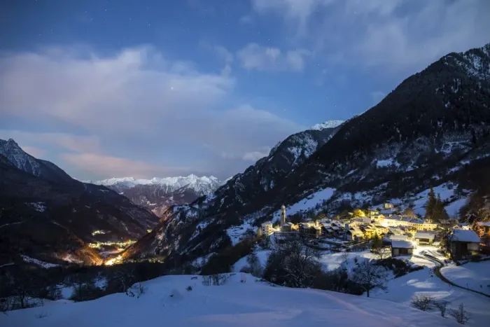 Framed Print : The fairy-tale village of Soglio lies on a ledge on the mountainside of Val Bregaglia, Canton of Graubunden, Switzerland, Europe