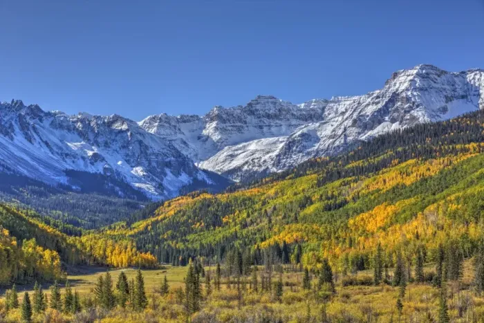 Framed Print : Fall Colors, of Road 7, Sneffle Range in the background, near Ouray, Colorado, United Framed Print : Fall Colors, of Road 7, Sneffle Range in the background, near Ouray, Colorado, United