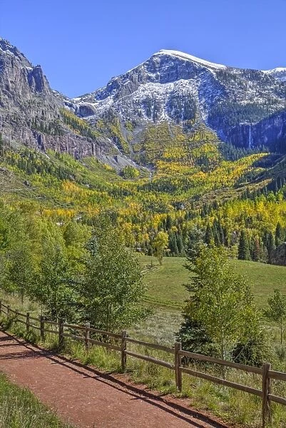 Fall colours, Telluride, Western San Juan Mountains in the background, Colorado