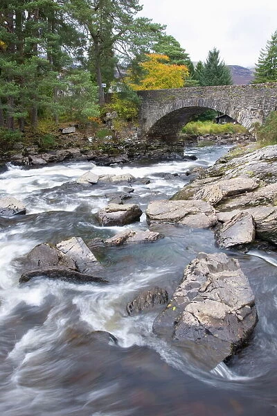 The Falls of Dochart and old stone bridge, Killin, Loch Lomond and the Trossachs National Park