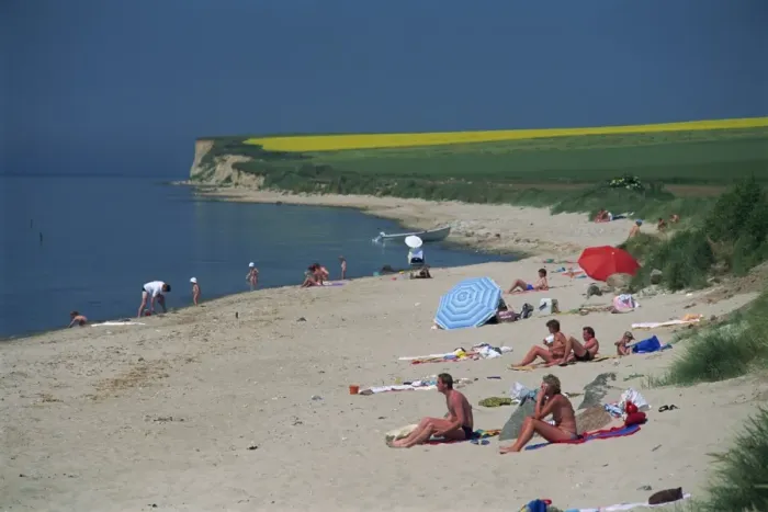 Framed Print : Families relaxing on the beach near St. Rise, Aero Island, Denmark, Scandinavia, Europe Framed Print : Families relaxing on the beach near St. Rise, Aero Island, Denmark, Scandinavia, Europe