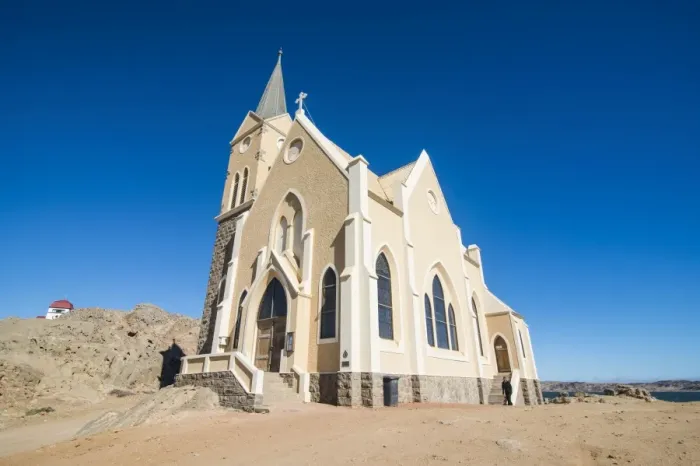 Framed Print : Famous Felsenkirche, a colonial church, Luderitz, Namibia, Africa Framed Print : Famous Felsenkirche, a colonial church, Luderitz, Namibia, Africa