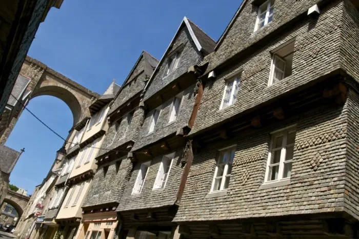 Framed Print : Famous houses in Ange de Guernisac Street with Viaduct in the background, Morlaix, Finistere, Brittany, France, Europe Framed Print : Famous houses in Ange de Guernisac Street with Viaduct in the background, Morlaix, Finistere, Brittany, France, Europe