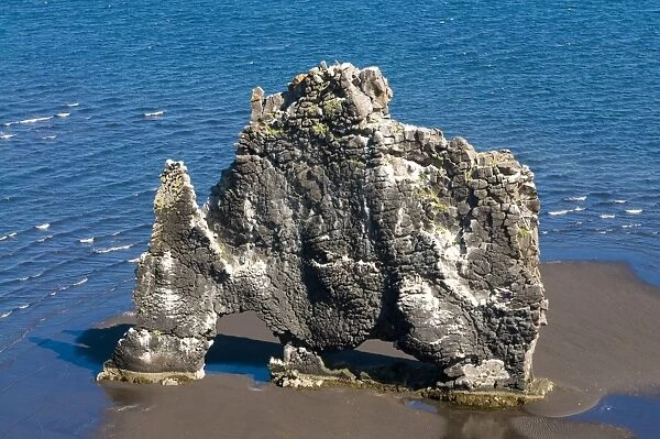 Famous Hvitserkur rock formation offshore, Vatnsnes Peninsula, Iceland, Polar Regions