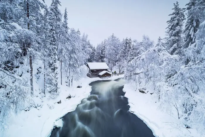 Framed Print : The famous Myllykosky mill during a cold winter day, Oulanka National Park, Kuusamo, Finland, Europe Framed Print : The famous Myllykosky mill during a cold winter day, Oulanka National Park, Kuusamo, Finland, Europe