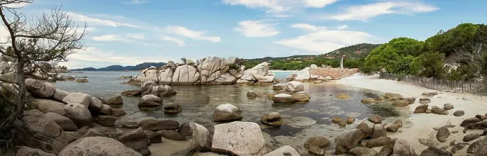 Framed Print : Famous Palombaggia beach with rocks at sunset, Island of Corsica, France Framed Print : Famous Palombaggia beach with rocks at sunset, Island of Corsica, France