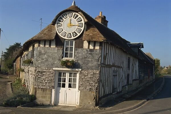 Farm with clock, Auge Valley, Basse Normandie, France, Europe