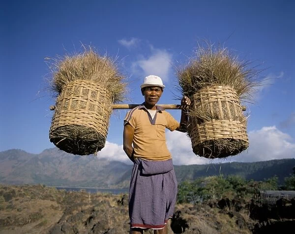 Farmer carrying baskets