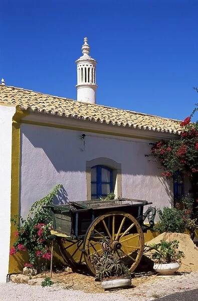 Farmhouse with cart and chimney