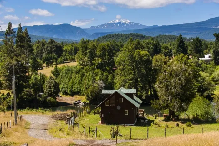 Framed Print : Farmhouse below the Volcano Villarrica and the beautiful landscape, Southern Chile, South America Framed Print : Farmhouse below the Volcano Villarrica and the beautiful landscape, Southern Chile, South America