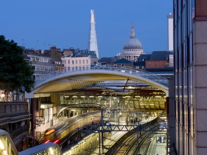 Framed Print : Farringdon Station dusk with The Shard and St. Pauls, London, England, United Kingdom Framed Print : Farringdon Station dusk with The Shard and St. Pauls, London, England, United Kingdom