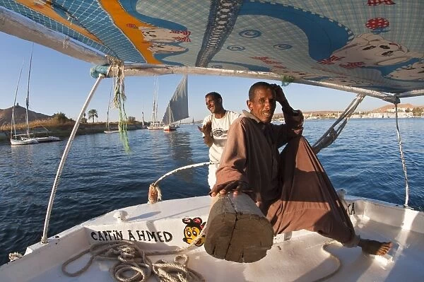 Felucca sailing on the River Nile near Aswan, Egypt, North Africa, Africa
