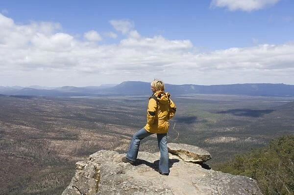 Female hiker at The Balconies, The Grampians National Park, Victoria, Australia, Pacific