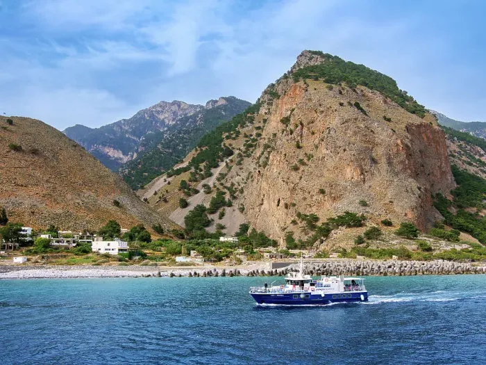 Framed Print : Ferry at Agia Roumeli, Chania Region, Crete, Greek Islands, Greece, Europe Framed Print : Ferry at Agia Roumeli, Chania Region, Crete, Greek Islands, Greece, Europe