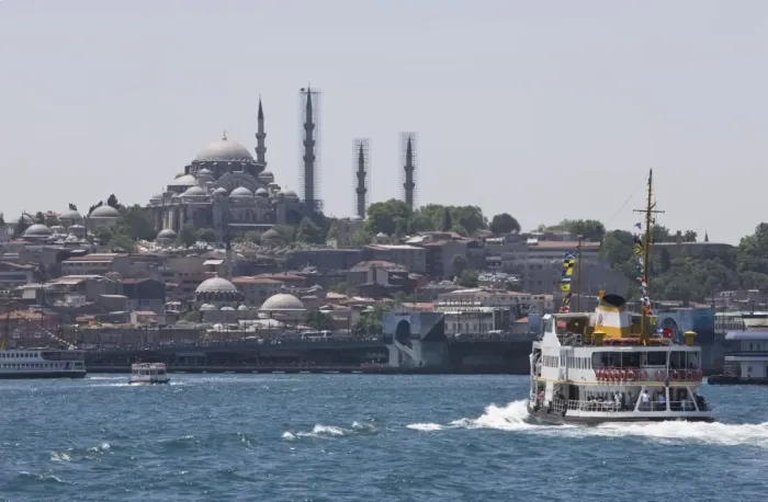 Framed Print : Ferry boat on Bosphorus with the Suleymaniye Mosque in the distance, Istanbul Framed Print : Ferry boat on Bosphorus with the Suleymaniye Mosque in the distance, Istanbul