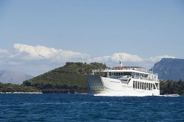 Ferry passing the Island of Skorpios owned by the Onassis family