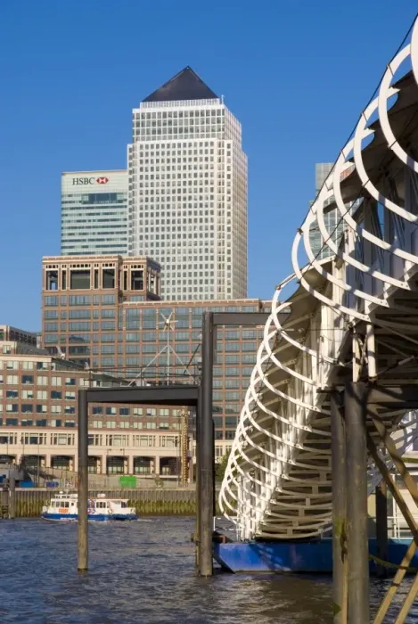 Framed Print : Ferry pier, Hilton Hotel and Canary Wharf, Docklands, London, England, United Kingdom Framed Print : Ferry pier, Hilton Hotel and Canary Wharf, Docklands, London, England, United Kingdom