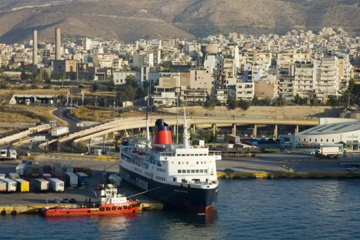 Framed Print : Ferry in Port of Piraeus, Athens, Greece, Europe Framed Print : Ferry in Port of Piraeus, Athens, Greece, Europe
