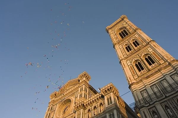 Festival balloons flying over The Duomo (cathedral)