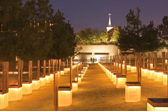 Framed Print : Field of Empty Chairs at the Oklahoma City National Memorial, Oklahoma City