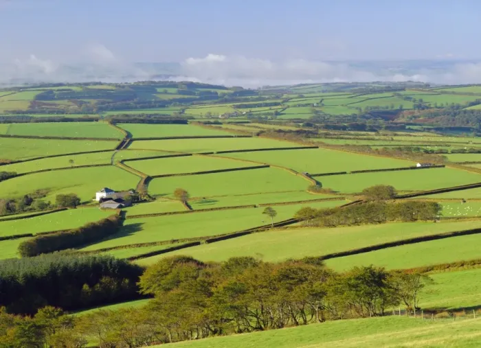 Framed Print : Fields on edge of Exmoor National Park, Exmoor from Shoulsbarrow Common Framed Print : Fields on edge of Exmoor National Park, Exmoor from Shoulsbarrow Common