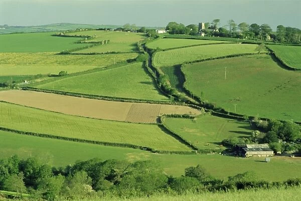 Fields and farms near Fowey, Cornwall, England, UK
