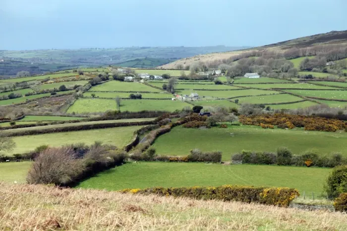 Framed Print : Fields and farms on the northeast edge of Dartmoor looking towards Chagford, Devon, England, United Kingdom, Europe Framed Print : Fields and farms on the northeast edge of Dartmoor looking towards Chagford, Devon, England, United Kingdom, Europe