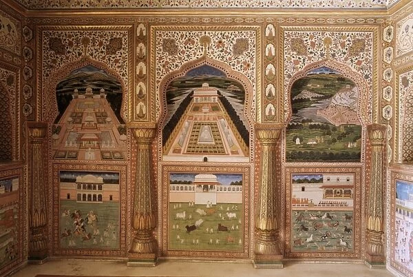 Detail of the fine wall paintings in the City Palace