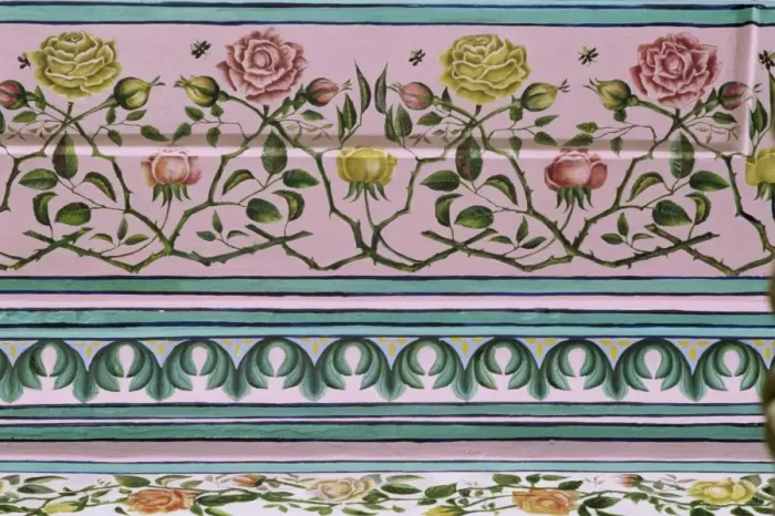 Framed Print : Detail of the finely painted walls in one of the bedroom Framed Print : Detail of the finely painted walls in one of the bedroom