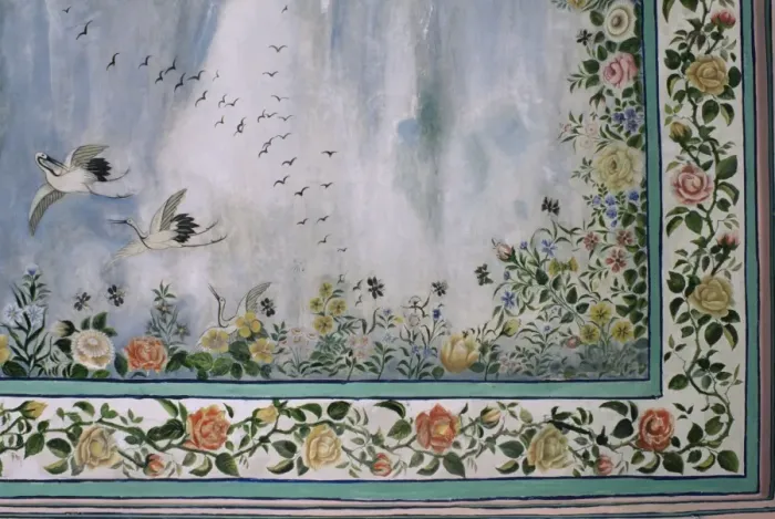 Framed Print : Detail of the finely painted walls in one of the bedroom suites Framed Print : Detail of the finely painted walls in one of the bedroom suites