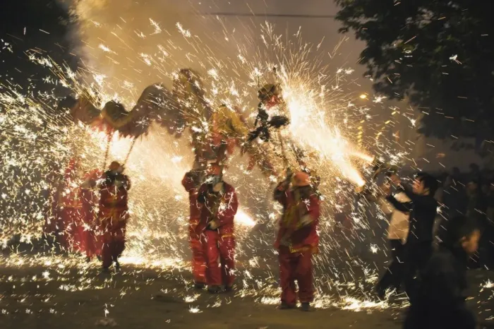 Framed Print : Fire Dragon lunar New Year festival, Taijiang town, Guizhou Province, China, Asia Framed Print : Fire Dragon lunar New Year festival, Taijiang town, Guizhou Province, China, Asia