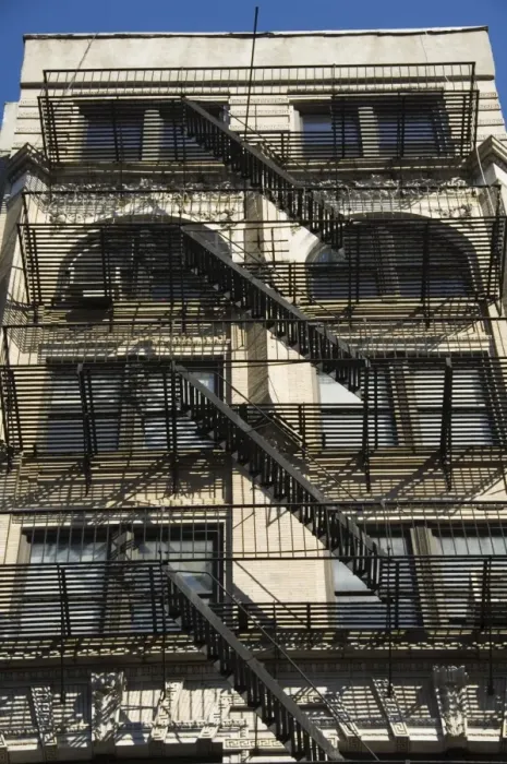 Framed Print : Fire escapes on the outside of buildings in Spring Street Framed Print : Fire escapes on the outside of buildings in Spring Street