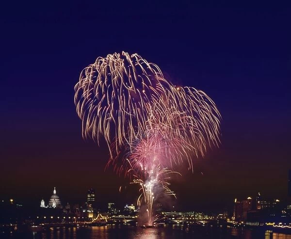 Fireworks over the River Thames, London, England, United Kingdom, Europe