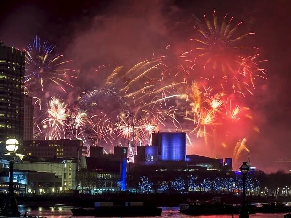 Fireworks over the South Bank, London, England, united Kingdom, Europe