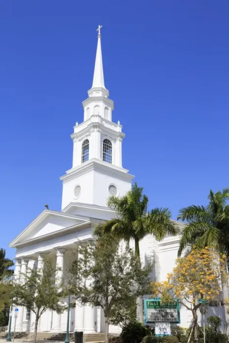 Framed Print : First Baptist Church, Main Street, Sarasota, Florida, United States of America, North America Framed Print : First Baptist Church, Main Street, Sarasota, Florida, United States of America, North America