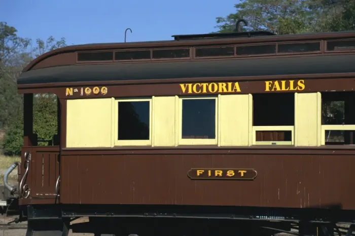 Framed Print : First class carriage at railway station, Victoria Falls, Zimbabwe, Africa